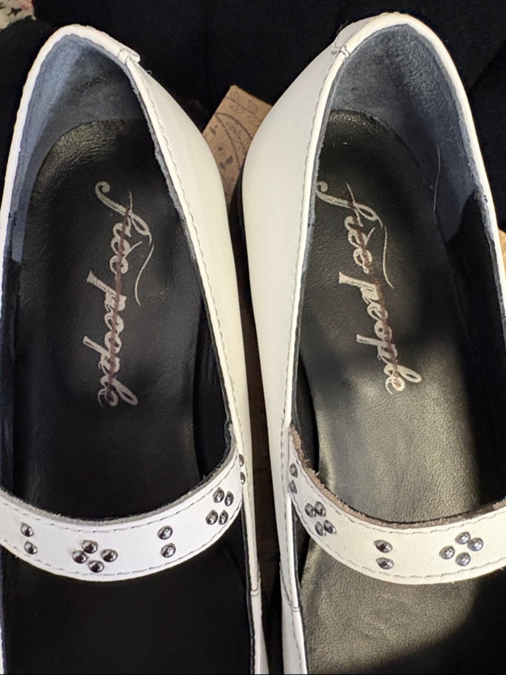 Free People Rumor Mary Jane White Leather with Studded Strap Size 7 - Picture 3 of 9